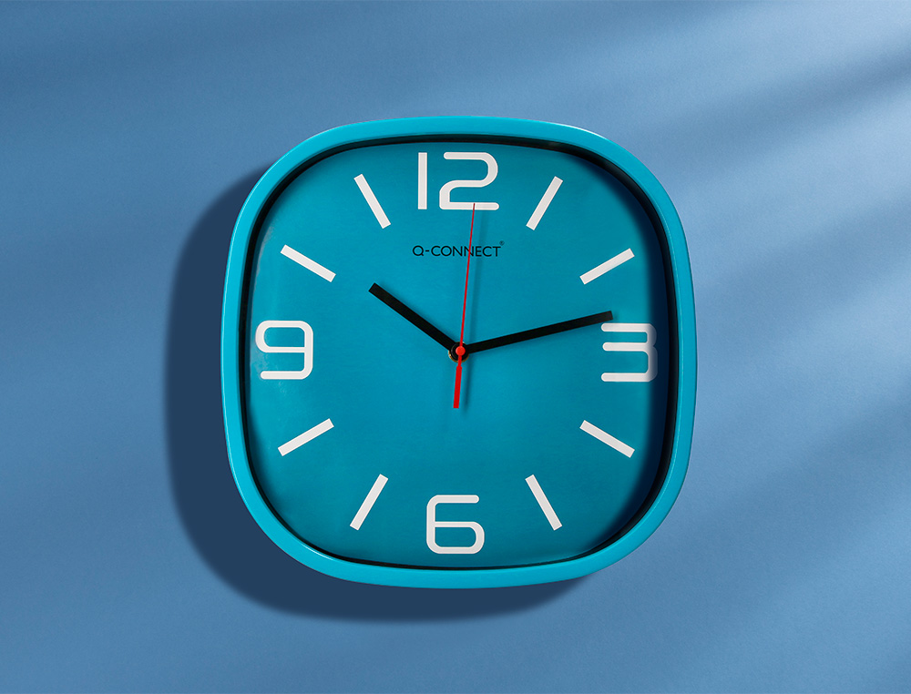 HORLOGE Q-CONNECT MURALE PLASTIQUE MOUVEMENT           SILENCIEUX DIAMETRE  30 CM    COLORIS BLEU