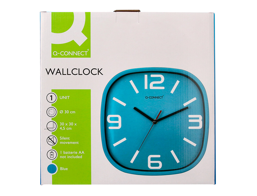 HORLOGE Q-CONNECT MURALE PLASTIQUE MOUVEMENT           SILENCIEUX DIAMETRE  30 CM    COLORIS BLEU