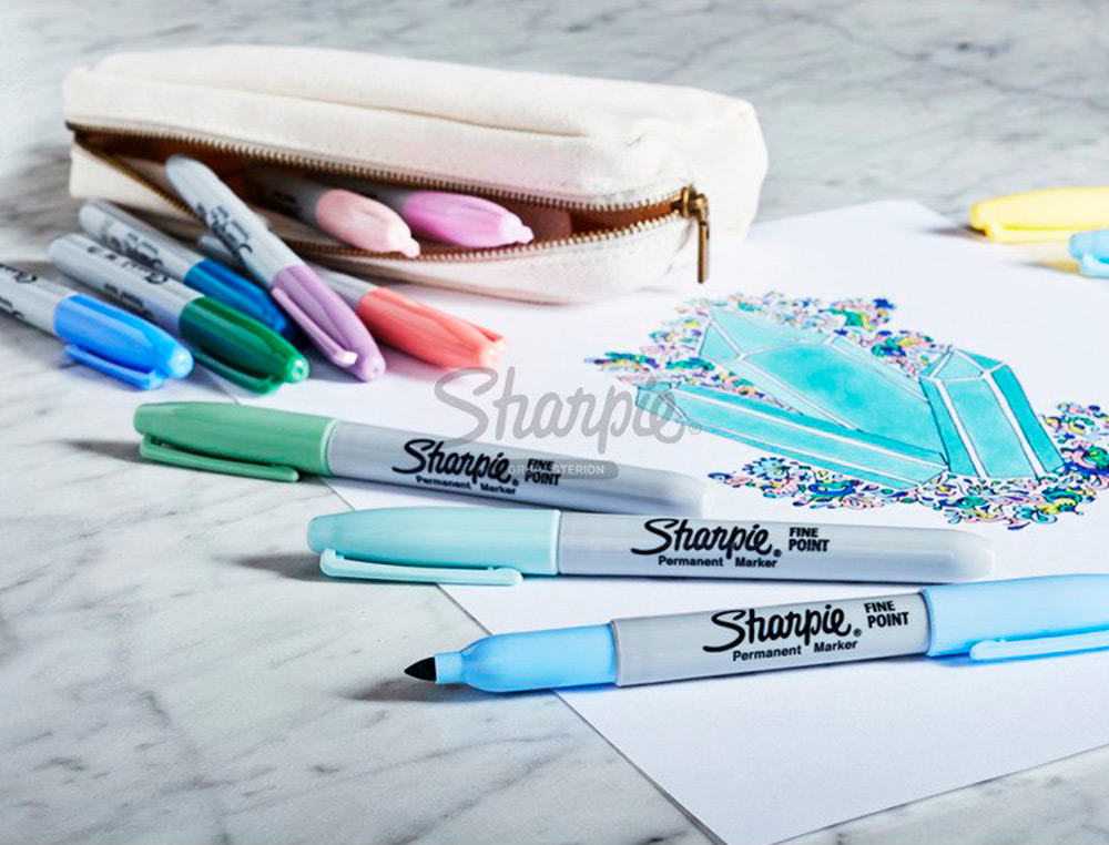 MARQUEUR PERMANENT SHARPIE POINTE FINE 0,9MM ENCRES ASSORTIES PASTEL BLISTER 12 COULEURS