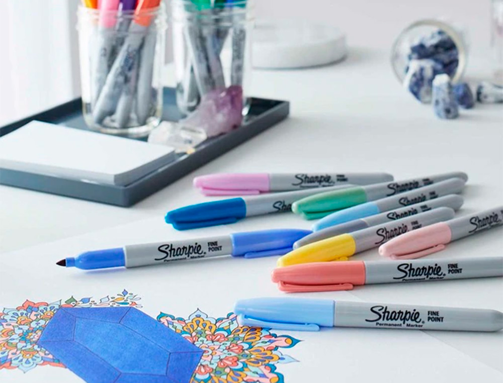 MARQUEUR PERMANENT SHARPIE POINTE FINE 0,9MM ENCRES ASSORTIES PASTEL BLISTER 12 COULEURS