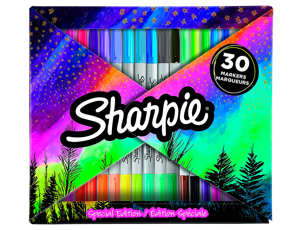 MARQUEUR PERMANENT SHARPIE BLISTER20 POINTES FINES 10    ULTRA FINES  30 COLORIS       GRANDE BOITE