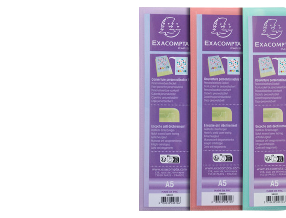 PORTE-DOCUMENTS EXACOMPTA KREACOVER A5 POLYPROPYLENE    180X230MM 40VUES ASSORTIMENT  PASTEL