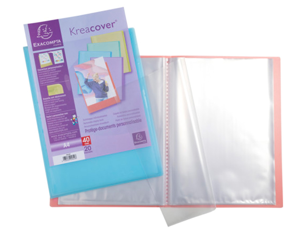 PORTE-DOCUMENTS EXACOMPTA KREACOVER A4 POLYPROPYLEN     80VUES ASSORTIMENT PASTEL
