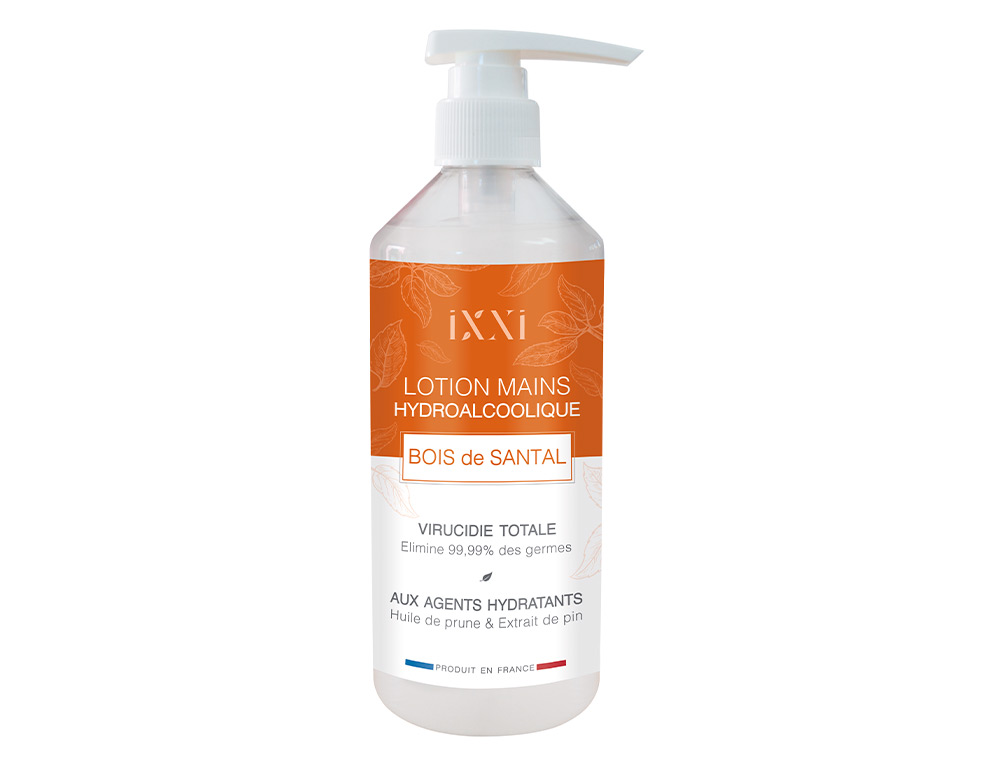 GEL HYDROALCOOLIQUE ACTION PIN NETTOYE MAINS HYDRATE     PEAU BOIS DE SANTAL FLACON    500ML