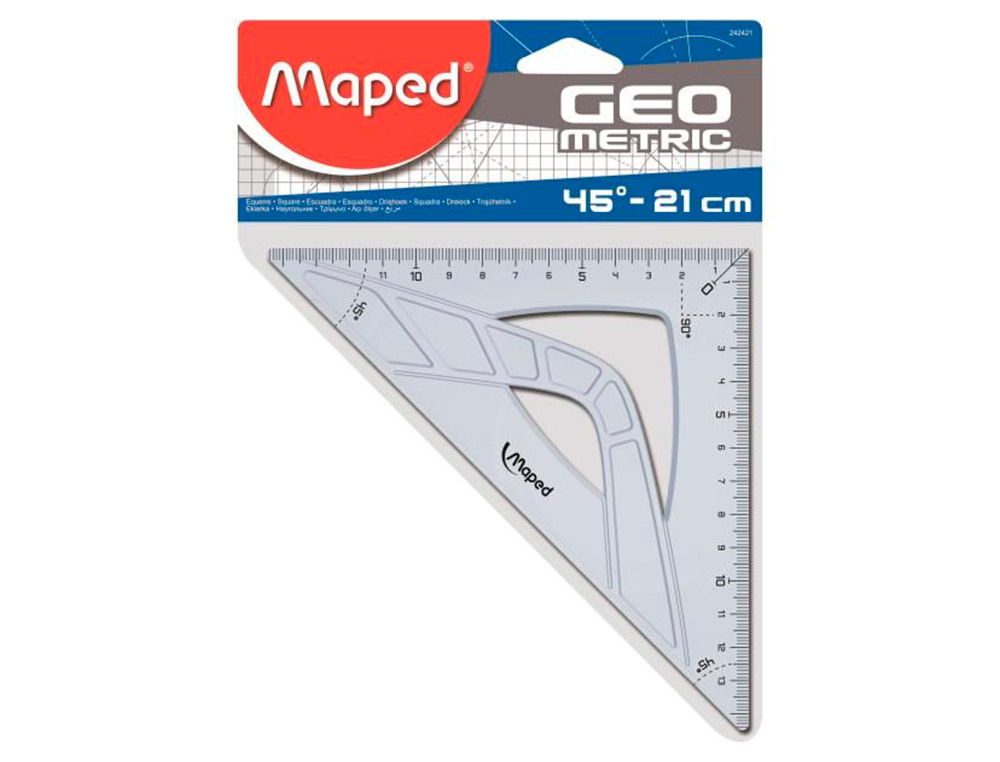 EQUERRE MAPED GEOMETRIQUE EN PLASTIQUE RECICLE 45          HYPOTENUSE 21CM