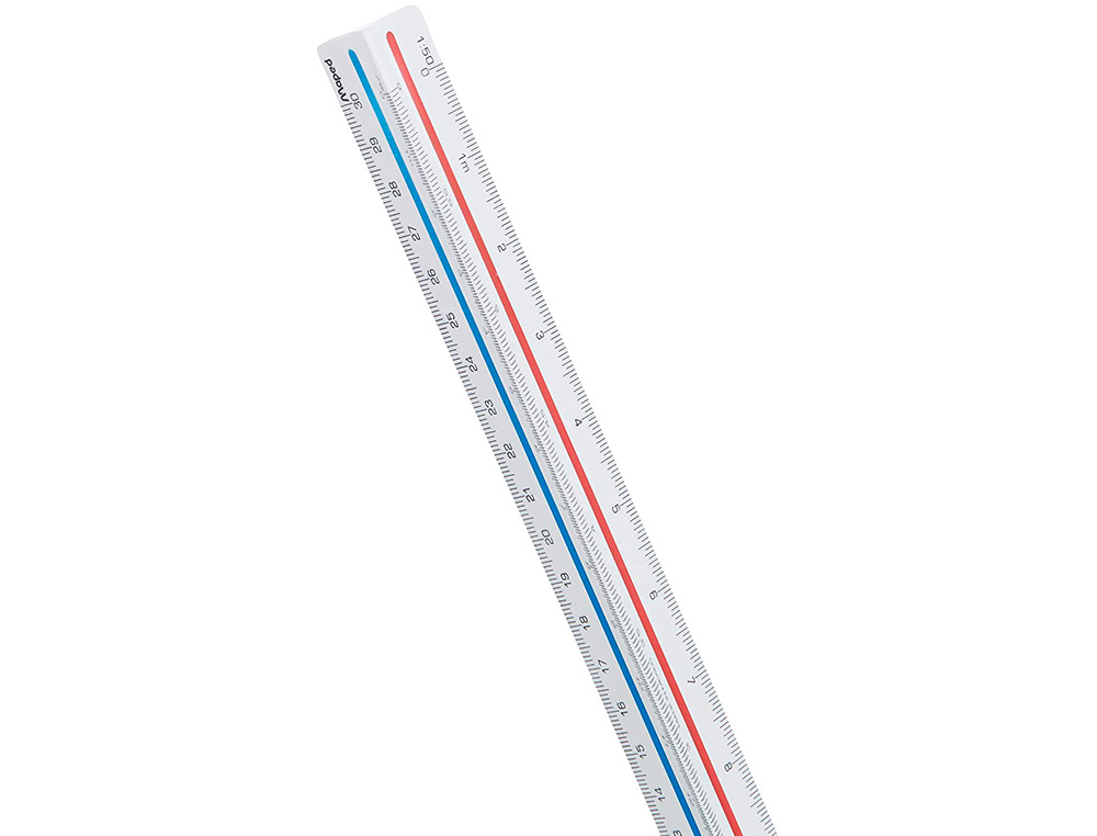 REGLE A ECHELLES MAPED ABS 1COULEUR SUR CHAQUE FACE ETUI DE PROTECTION 1/20 - 1/25 - 1/50 - 1/75 - 1/100 - 1/125