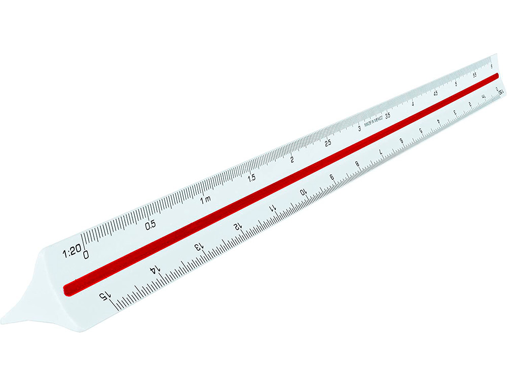 REGLE A ECHELLES MAPED ABS 1COULEUR SUR CHAQUE FACE ETUI DE PROTECTION 1/20 - 1/25 -   1/33,33 - 1/50 - 1/75 - 1/100