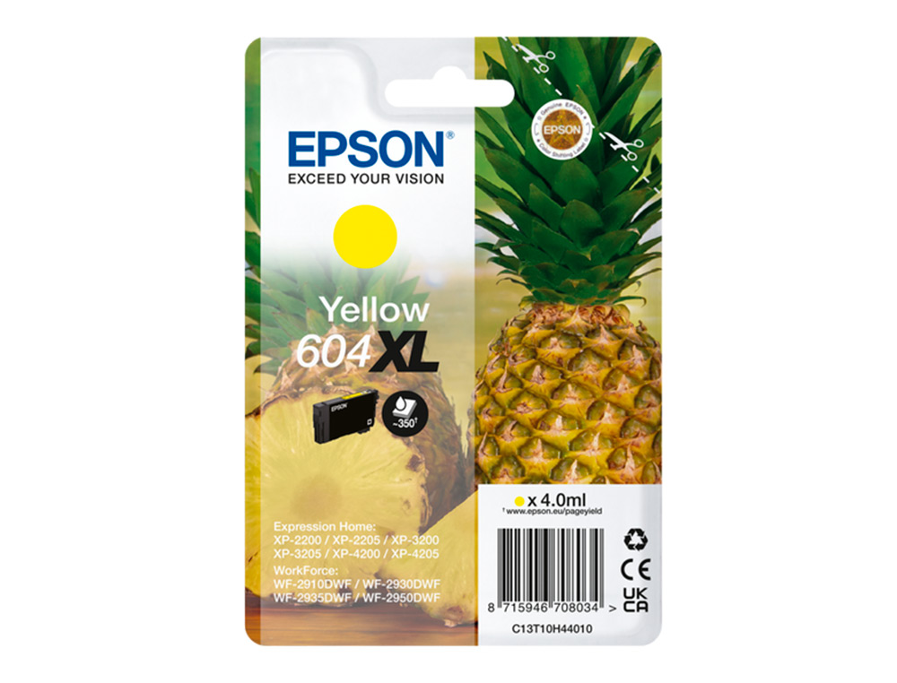 CARTOUCHE EPSON JET D'ENCRE ANANAS 10H44010  XL 8,9 ML    500P COULEUR JAUNE
