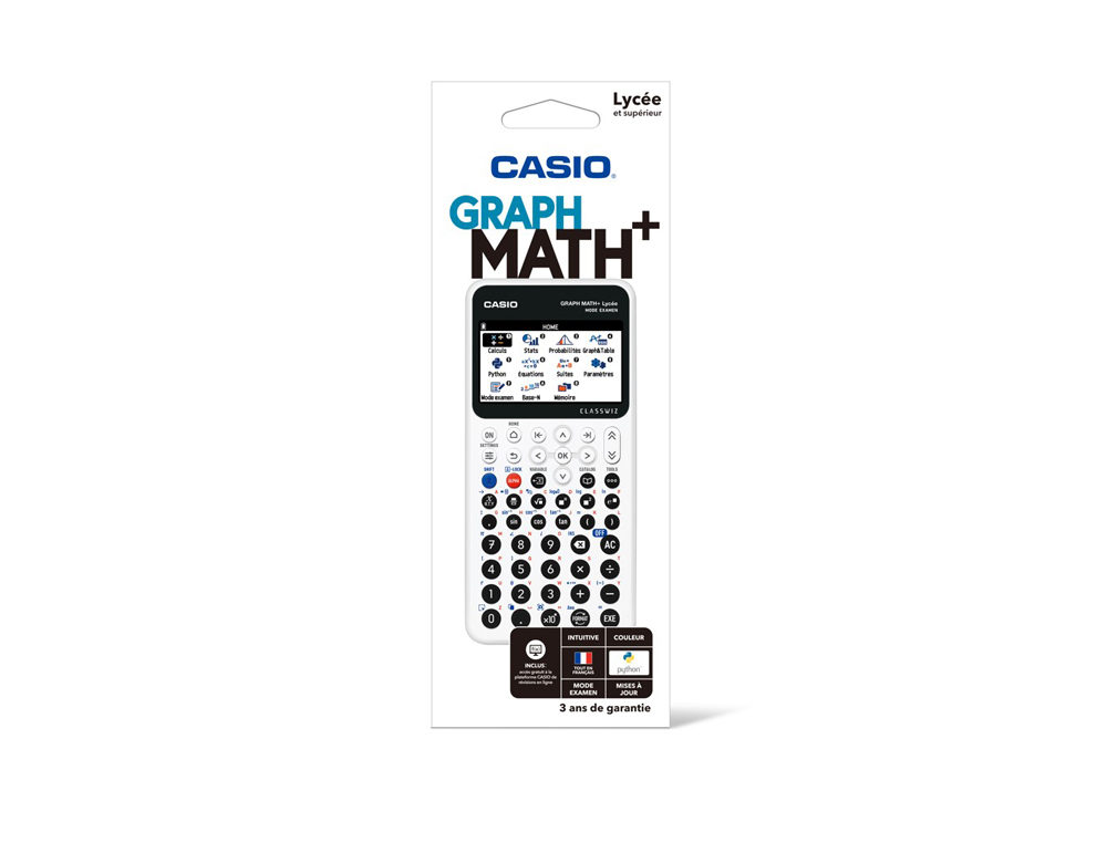 CALCULATRICE GRAPHIQUE CASIO LYCEE GRAPH MATH COLORIS      BLANC