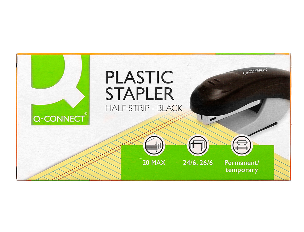 AGRAFEUSE BUREAU Q-CONNECT KF14204 PLASTIQUE ABS         CAPACITE 20 FEUILLES COLORIS  NOIR