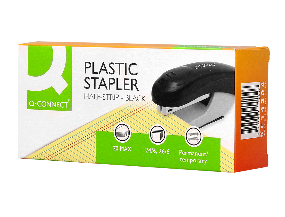 AGRAFEUSE BUREAU Q-CONNECT KF14204 PLASTIQUE ABS         CAPACITE 20 FEUILLES COLORIS  NOIR