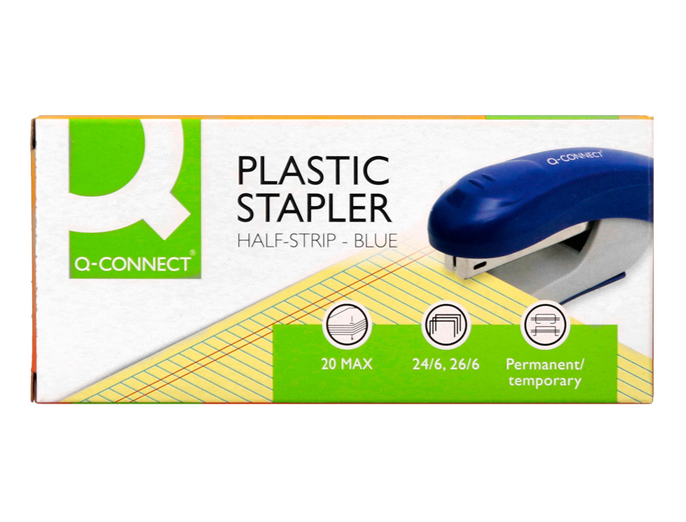 AGRAFEUSE BUREAU Q-CONNECT KF14205 PLASTIQUE ABS         CAPACITE 20 FEUILLES COLORIS  BLEU