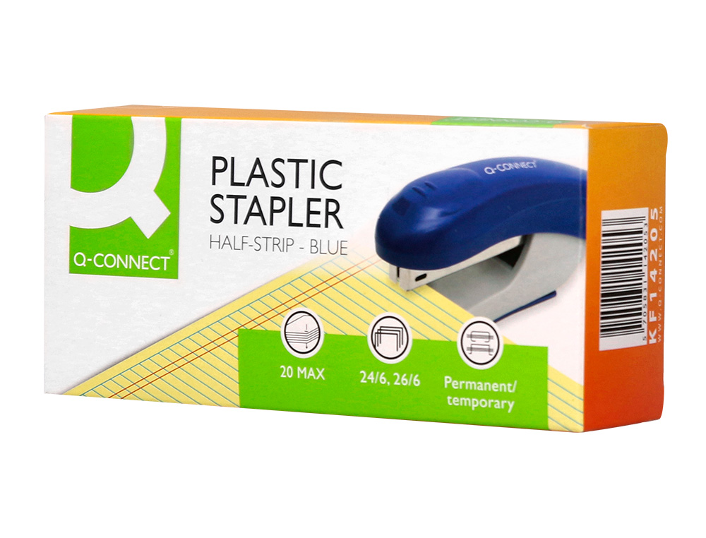 AGRAFEUSE BUREAU Q-CONNECT KF14205 PLASTIQUE ABS         CAPACITE 20 FEUILLES COLORIS  BLEU