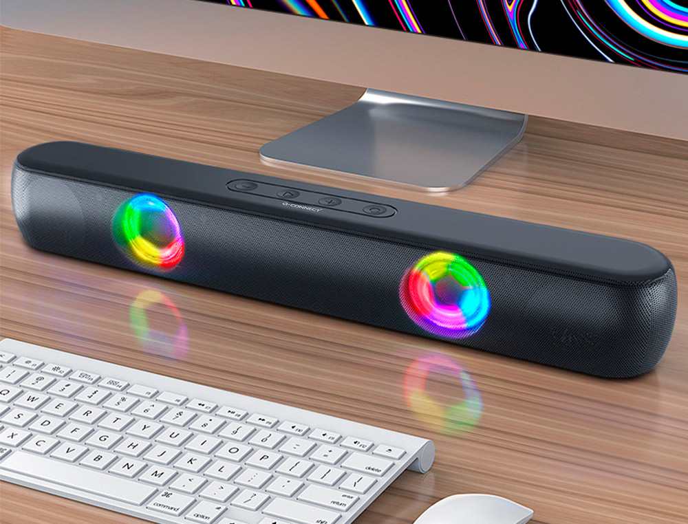 BARRE DE SON Q-CONNECT BLUETOOTH AVEC LUMIERE LED ET CONTROL DU VOLUME COLORIS     NOIR
