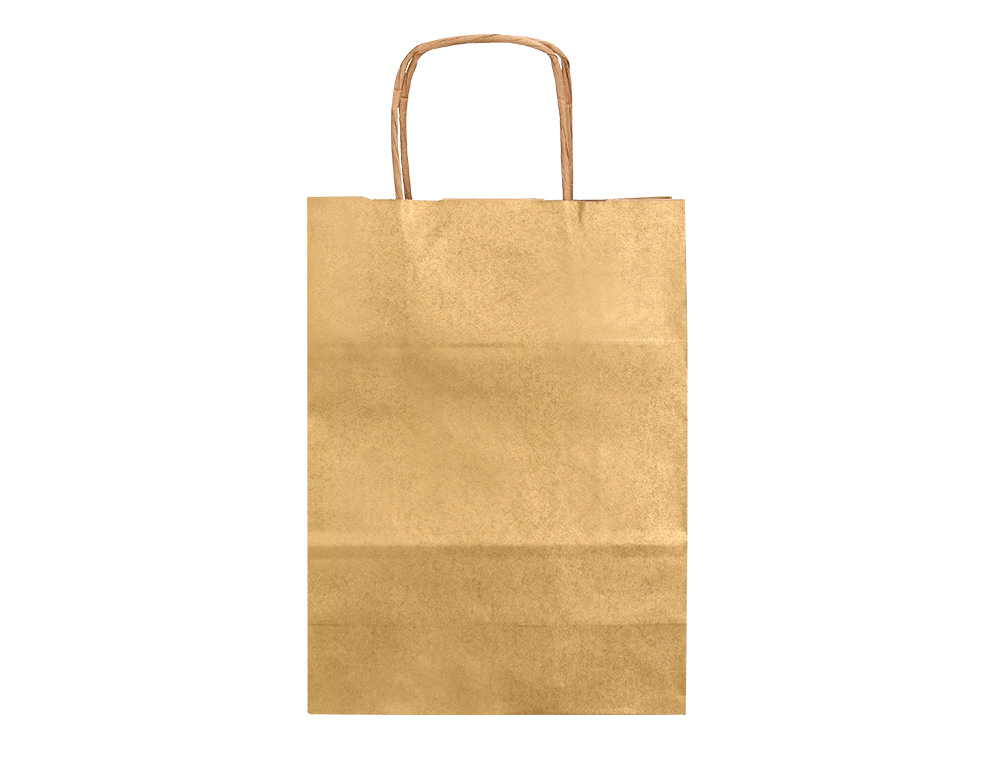 SAC PAPIER Q-CONNECT KRAFT L ANSE TORSADEE 320X400X14MM    COLORIS OR