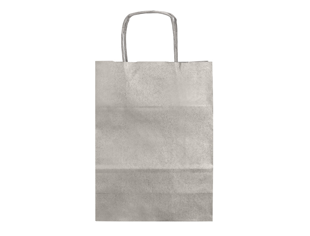 SAC PAPIER Q-CONNECT KRAFT L ANSE TORSADEE 320X400X14MM    COLORIS ARGENT