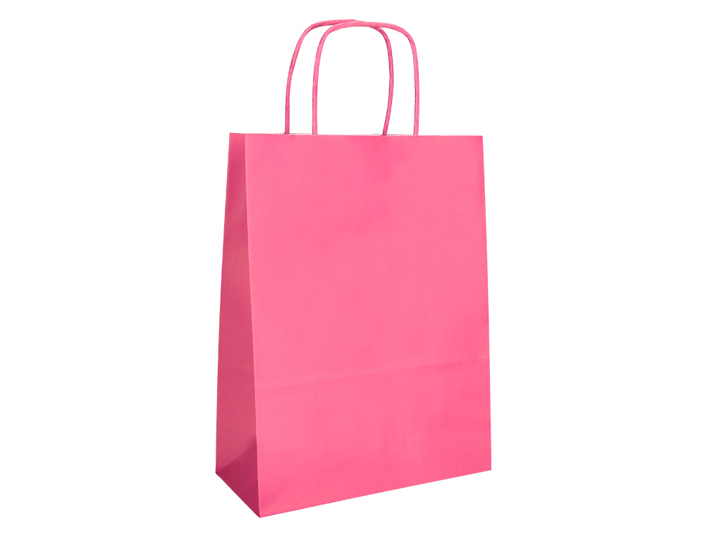 SAC PAPIER Q-CONNECT CELLULOSE L ANSE TORSADEE     320X400X14MM COLORIS ROSE
