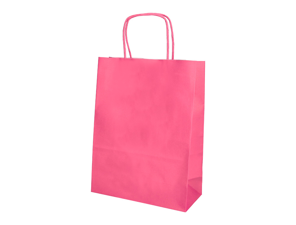 SAC PAPIER Q-CONNECT CELLULOSE L ANSE TORSADEE     320X400X14MM COLORIS ROSE