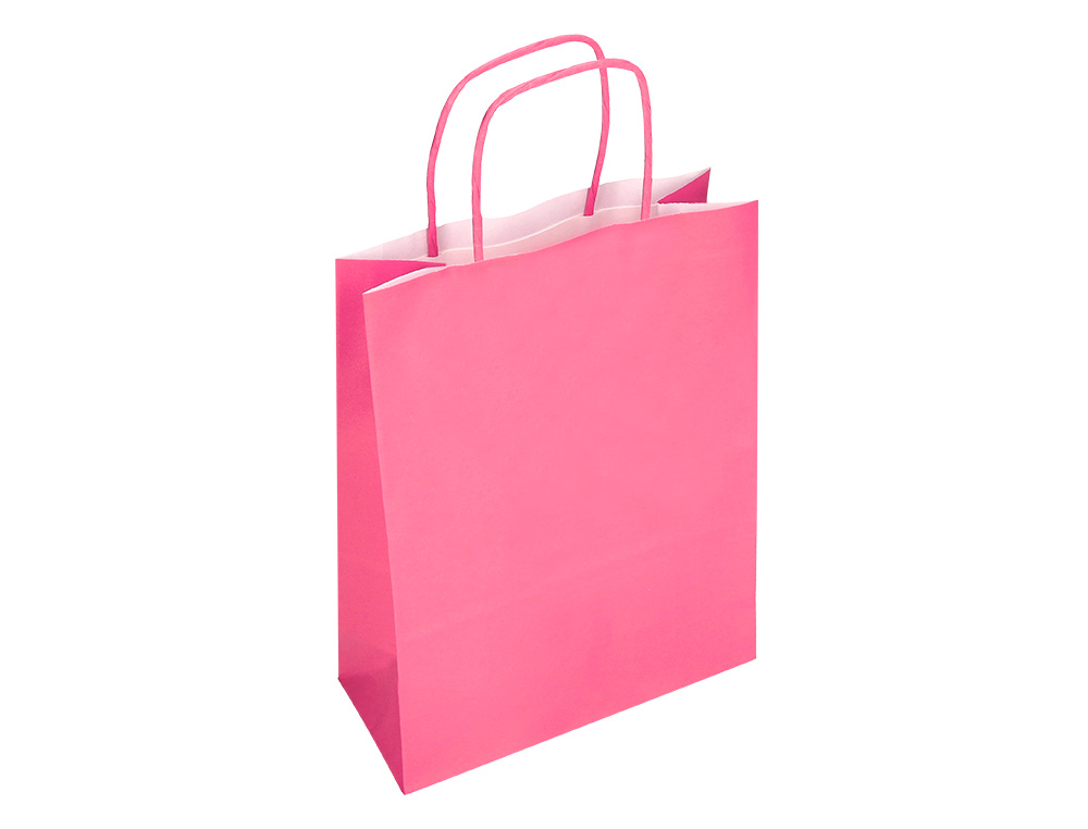 SAC PAPIER Q-CONNECT CELLULOSE L ANSE TORSADEE     320X400X14MM COLORIS ROSE