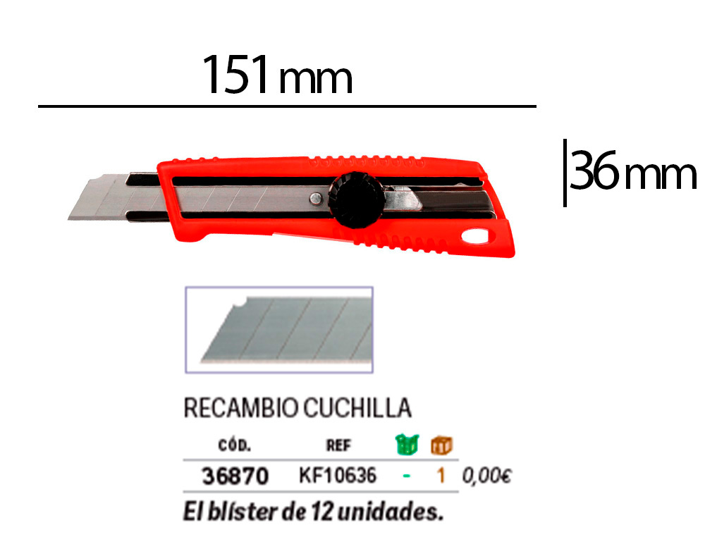 CUTTER LARGE XD-190 Q-CONNECT PLASTIQUE ABS LAME INTERCHANGEABLE ACIER CARBONE 18MM AVEC GUIDE LAME BLOCAGE PAR MOLETTE