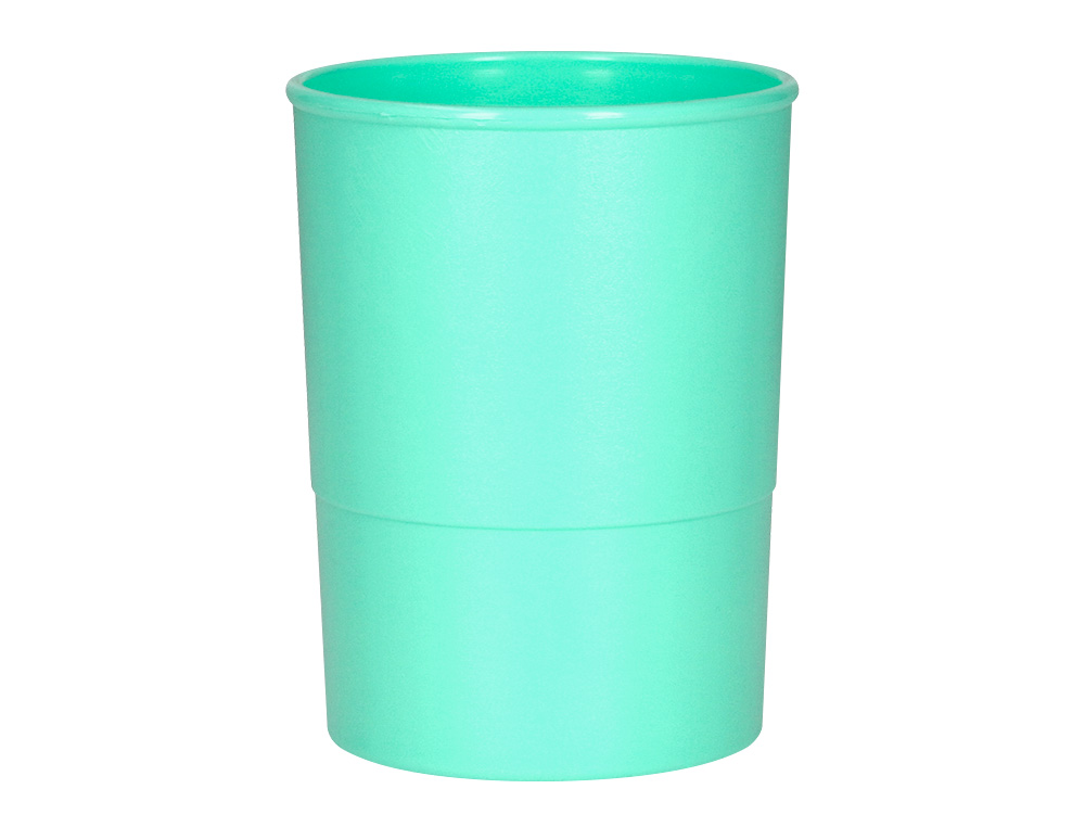POT A CRAYONS Q-CONNECT PLASTIQUE DIAMETRE 75MM       HAUTEUR 100MM COLORIS VERT    MENTHE OPAQUE