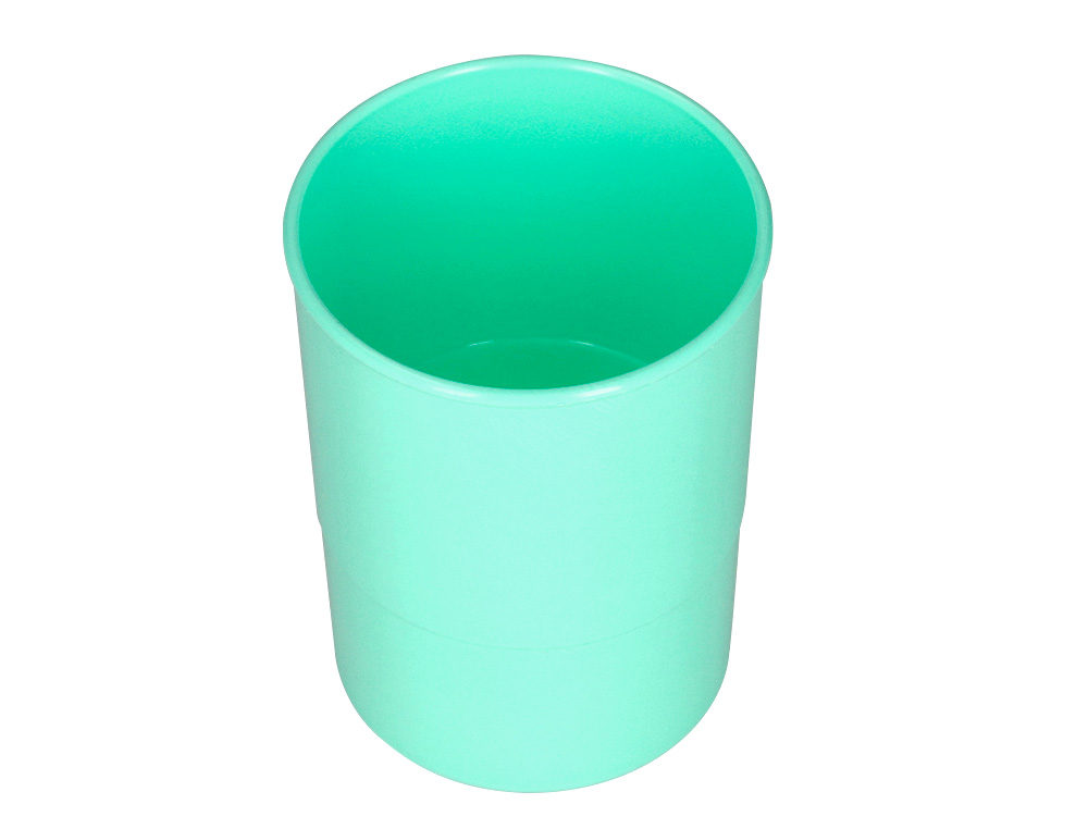 POT A CRAYONS Q-CONNECT PLASTIQUE DIAMETRE 75MM       HAUTEUR 100MM COLORIS VERT    MENTHE OPAQUE