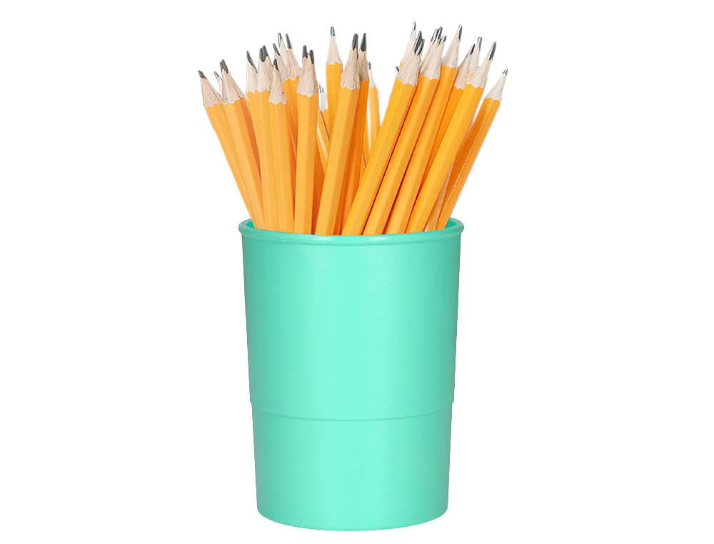 POT A CRAYONS Q-CONNECT PLASTIQUE DIAMETRE 75MM       HAUTEUR 100MM COLORIS VERT    MENTHE OPAQUE