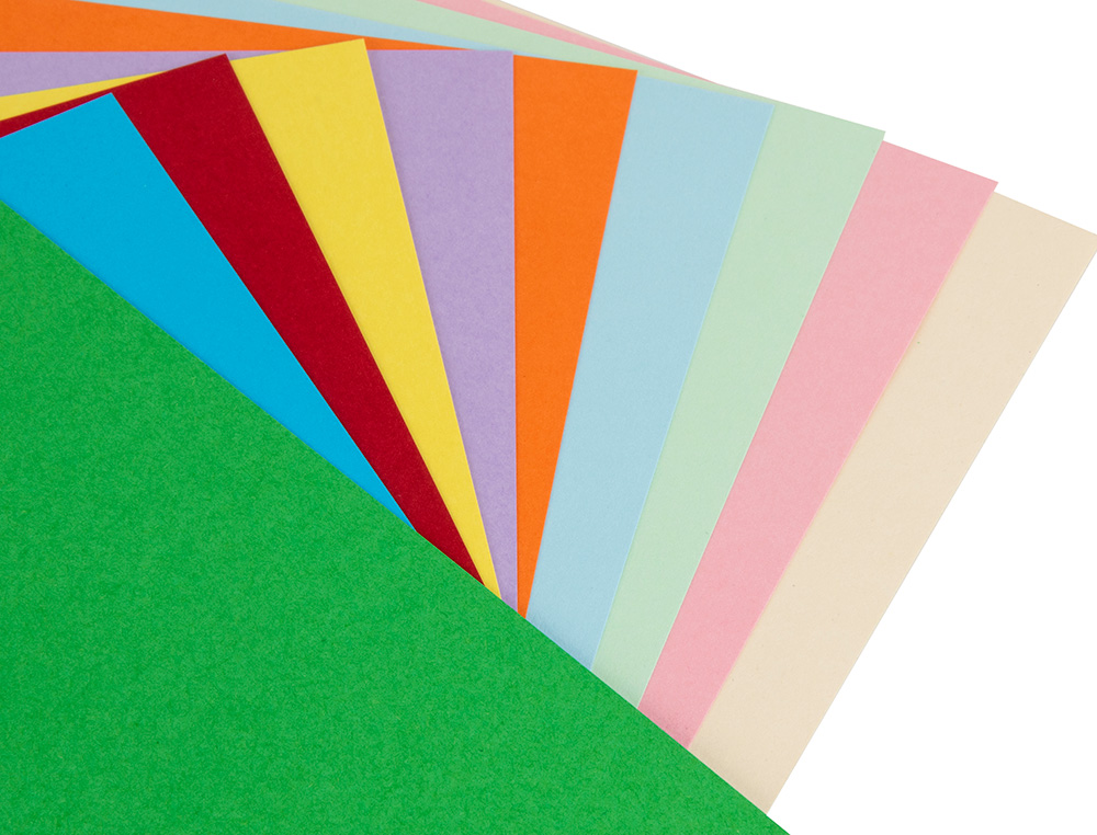 PAPIER CARTONNE LIDERPAPEL 50X65CM 180GR COLORIS         ASSORTIS PAQUET 10 FEUILLES