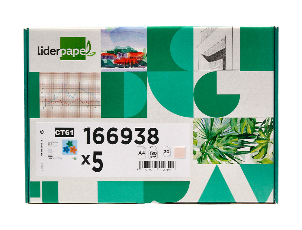 PAPIER CARTONNE LIDERPAPEL A4 180GR COLORIS CREME PAQUET    25+5 FEUILLES