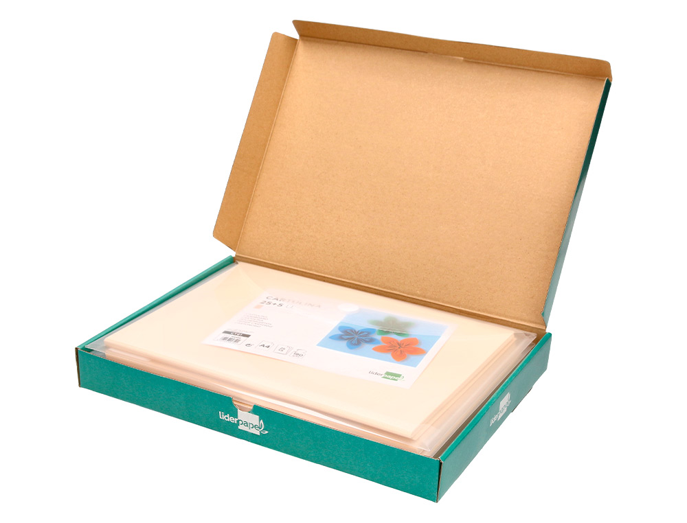 PAPIER CARTONNE LIDERPAPEL A4 180GR COLORIS CREME PAQUET    25+5 FEUILLES