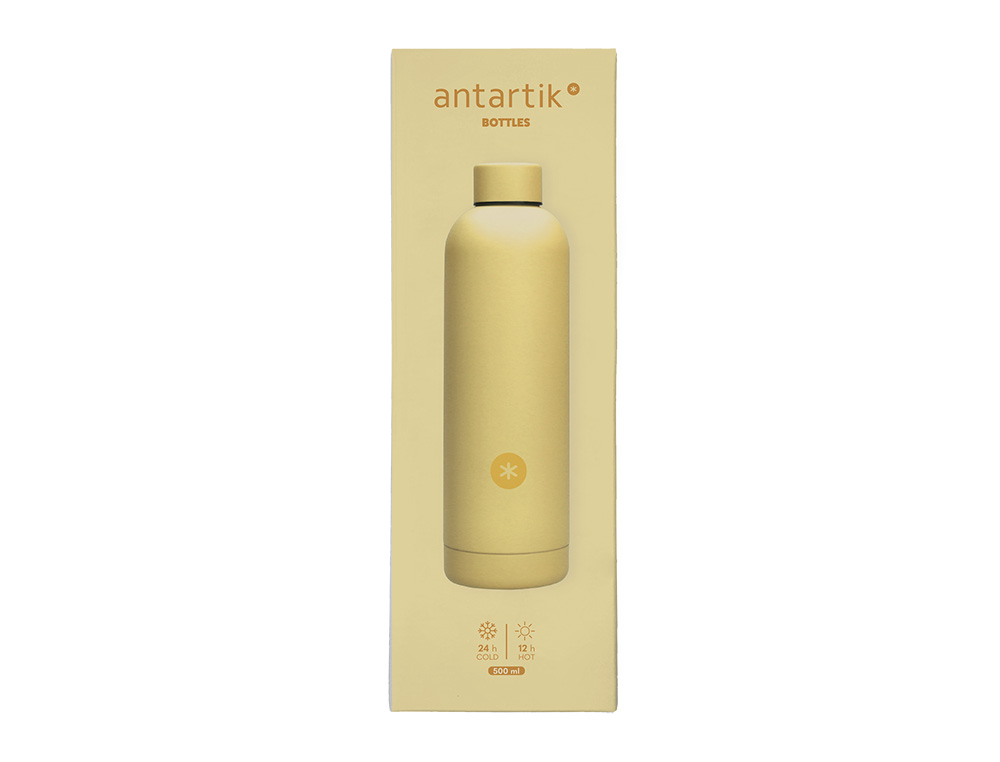 BOUTEILLE ISOTHERME ANTARTIK ACIER INOXYDABLE SANS BPA     500ML COLORIS JAUNE