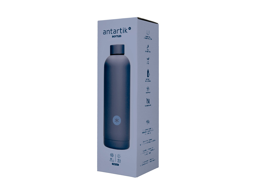 BOUTEILLE ISOTHERME ANTARTIK ACIER INOXYDABLE SANS BPA     750ML COLORIS BLEU