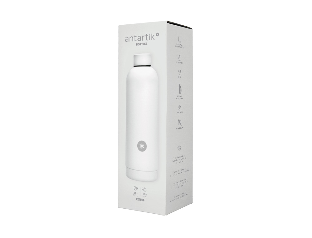BOUTEILLE ISOTHERME ANTARTIK ACIER INOXYDABLE SANS BPA     750ML COLORIS BLANC