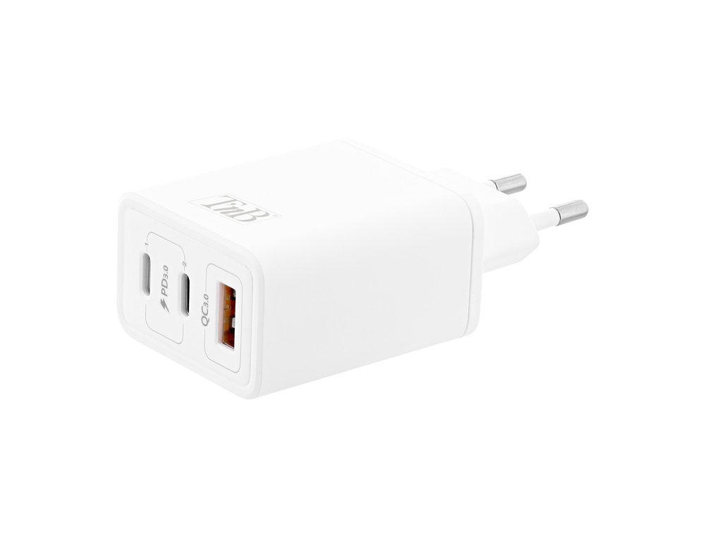 CHARGEUR T'NB GAN 2 USB-C POWER DELIVERY + 1 USB-A 65W  COLORIS BLANC