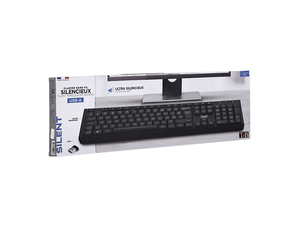 CLAVIER SANS FIL T'NB SILENT ULTRA SILENCIEUX AZERTY       COLORIS NOIR