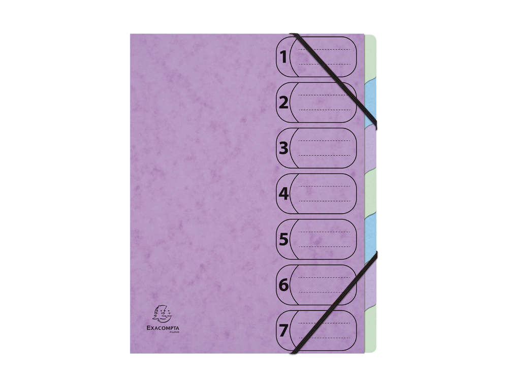 TRIEUR HARMONIKA EXACOMPTA AQUAREL A4 7 COMPARTIMENTS FERMETURE ELASTIQUE COLORIS ASSORTIS