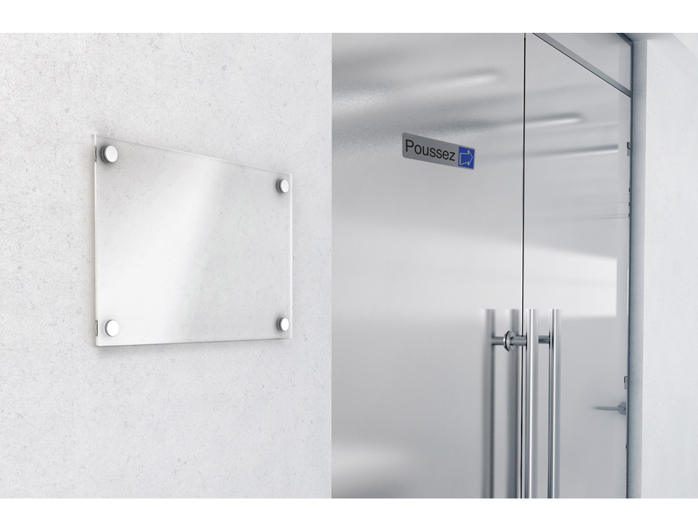 PLAQUE ADHESIVE EXACOMPTA POUSSEZ IMITATION ALUMINIUM   16,5X4,4CM