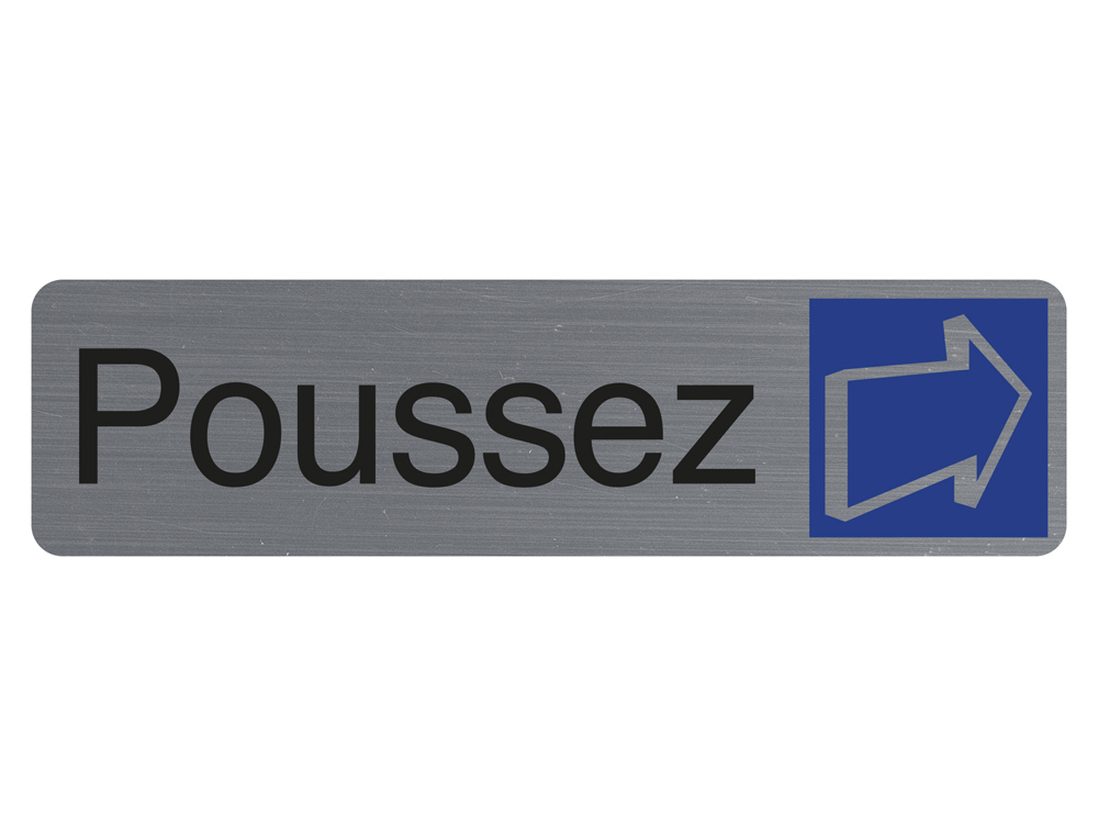 PLAQUE ADHESIVE EXACOMPTA POUSSEZ IMITATION ALUMINIUM   16,5X4,4CM