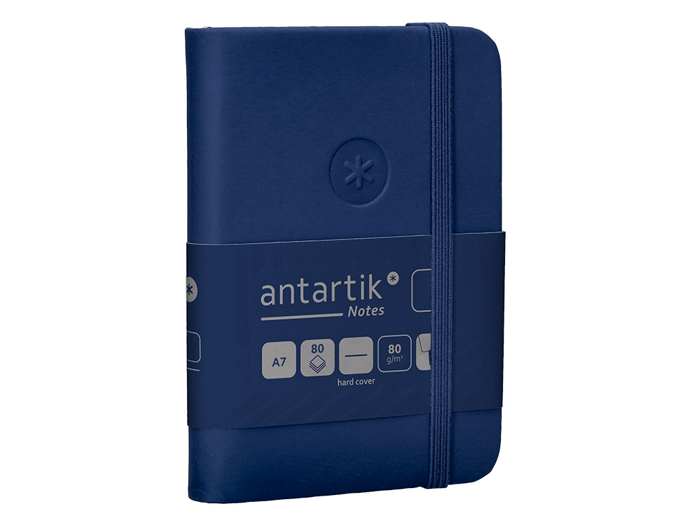 CARNET FERMETURE ELASTIQUE ANTARTIK NOTES COUVERTURE     RIGIDE A7 PAPIER UNI IVOIRE 80FEUILLES 80GR FSC BLEU MARINE