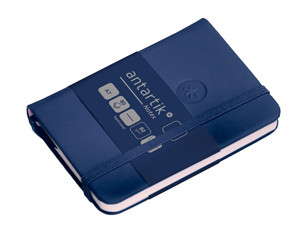 CARNET FERMETURE ELASTIQUE ANTARTIK NOTES COUVERTURE     RIGIDE A7 PAPIER UNI IVOIRE 80FEUILLES 80GR FSC BLEU MARINE