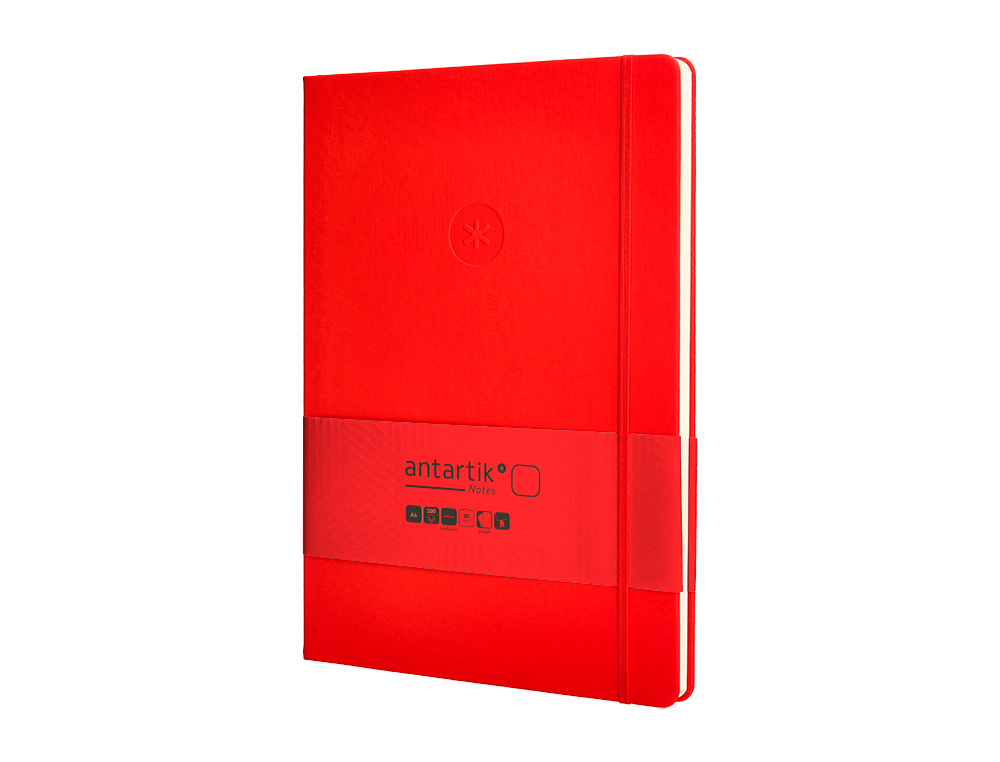 CARNET FERMETURE ELASTIQUE ANTARTIK NOTES COUVERTURE RIGIDE A4 PAPIER UNI IVOIRE 100 FEUILLES 80GR FSC COLORIS ROUGE