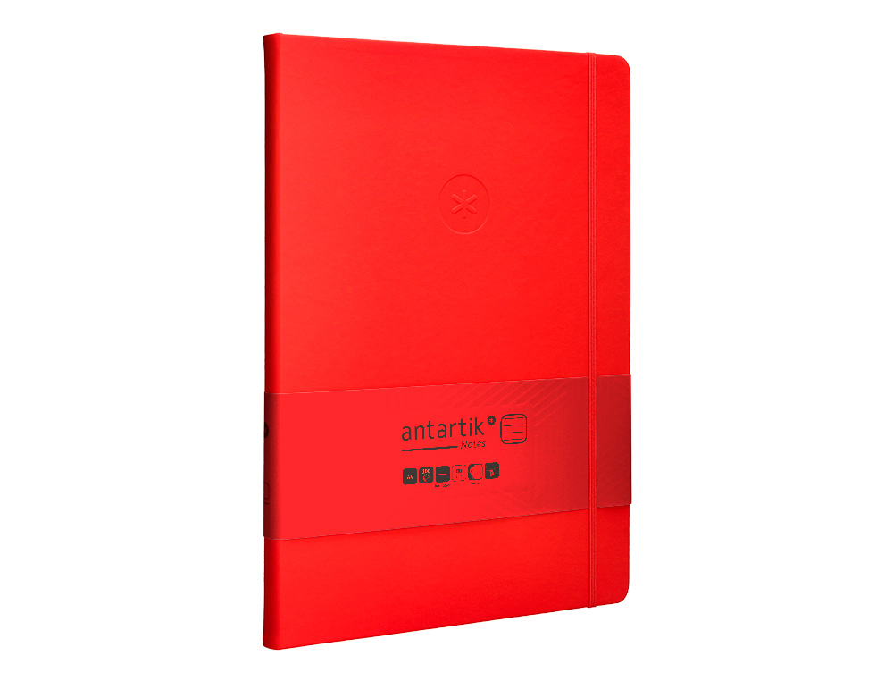 CARNET FERMETURE ELASTIQUE ANTARTIK NOTES COUVERTURE RIGIDE A4 LIGNE 100 FEUILLES 80GR FSC COLORIS ROUGE