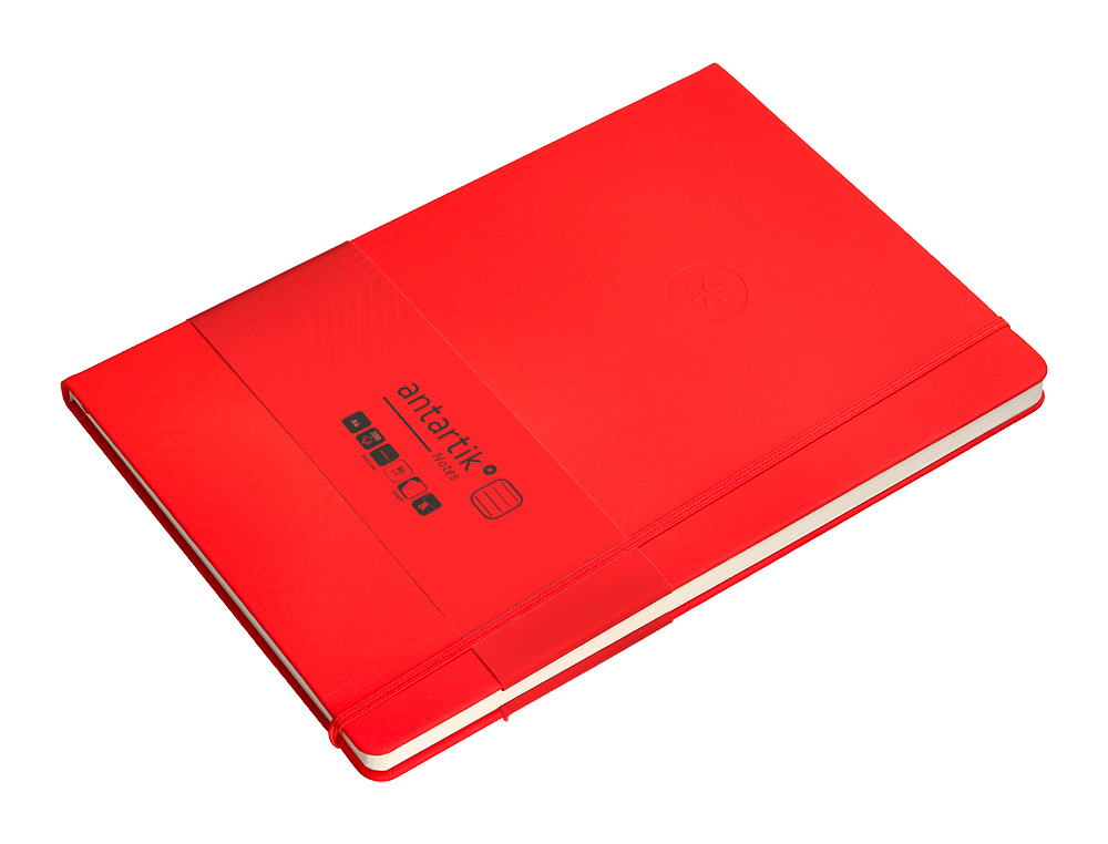 CARNET FERMETURE ELASTIQUE ANTARTIK NOTES COUVERTURE RIGIDE A4 LIGNE 100 FEUILLES 80GR FSC COLORIS ROUGE