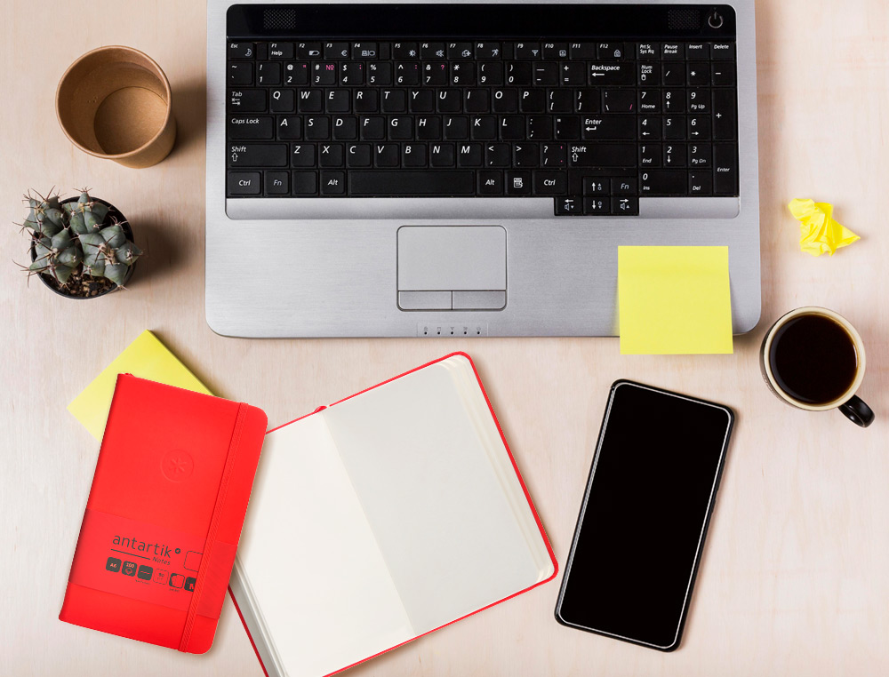 CARNET FERMETURE ELASTIQUE ANTARTIK NOTES COUVERTURE RIGIDE A6 PAPIER UNI IVOIRE 100 FEUILLES 80GR FSC COLORIS ROUGE