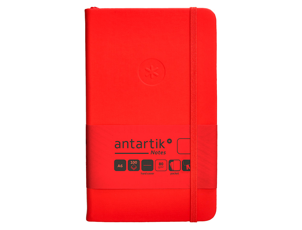 CARNET FERMETURE ELASTIQUE ANTARTIK NOTES COUVERTURE RIGIDE A6 PAPIER UNI IVOIRE 100 FEUILLES 80GR FSC COLORIS ROUGE