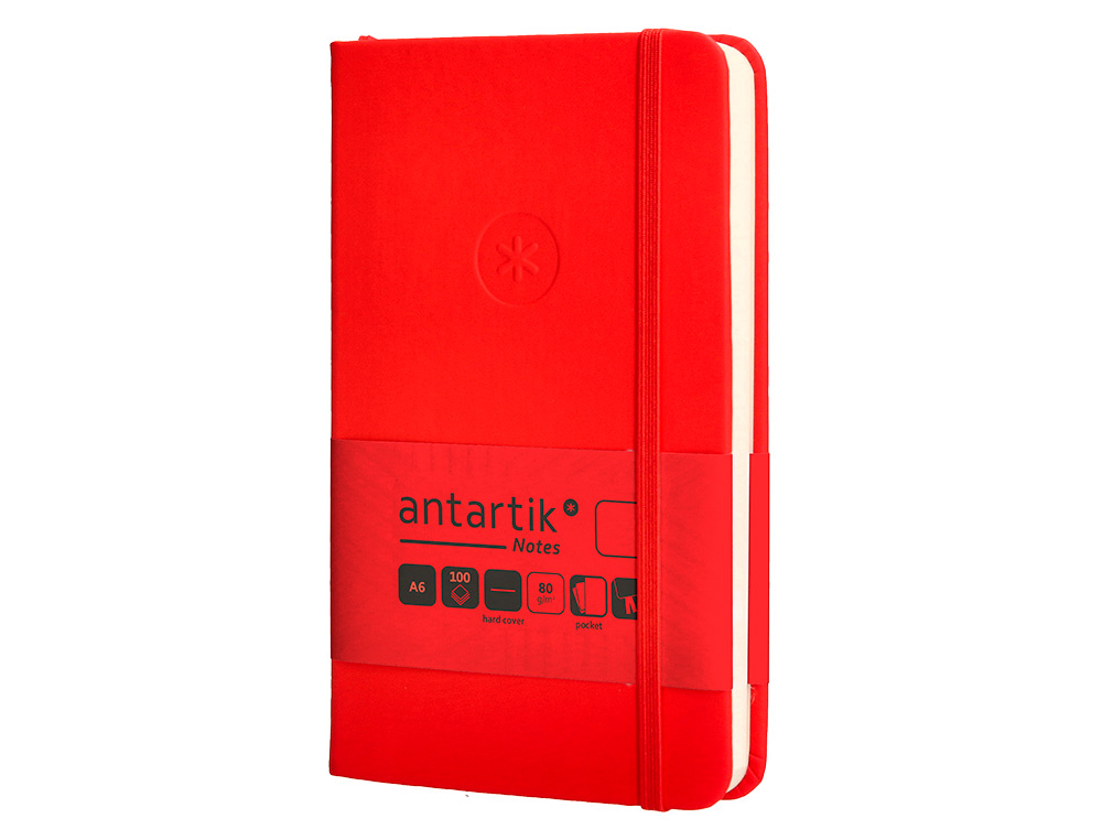 CARNET FERMETURE ELASTIQUE ANTARTIK NOTES COUVERTURE RIGIDE A6 PAPIER UNI IVOIRE 100 FEUILLES 80GR FSC COLORIS ROUGE