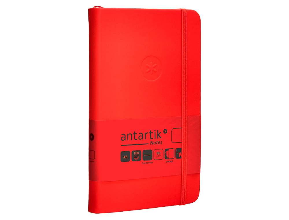 CARNET FERMETURE ELASTIQUE ANTARTIK NOTES COUVERTURE RIGIDE A6 PAPIER UNI IVOIRE 100 FEUILLES 80GR FSC COLORIS ROUGE