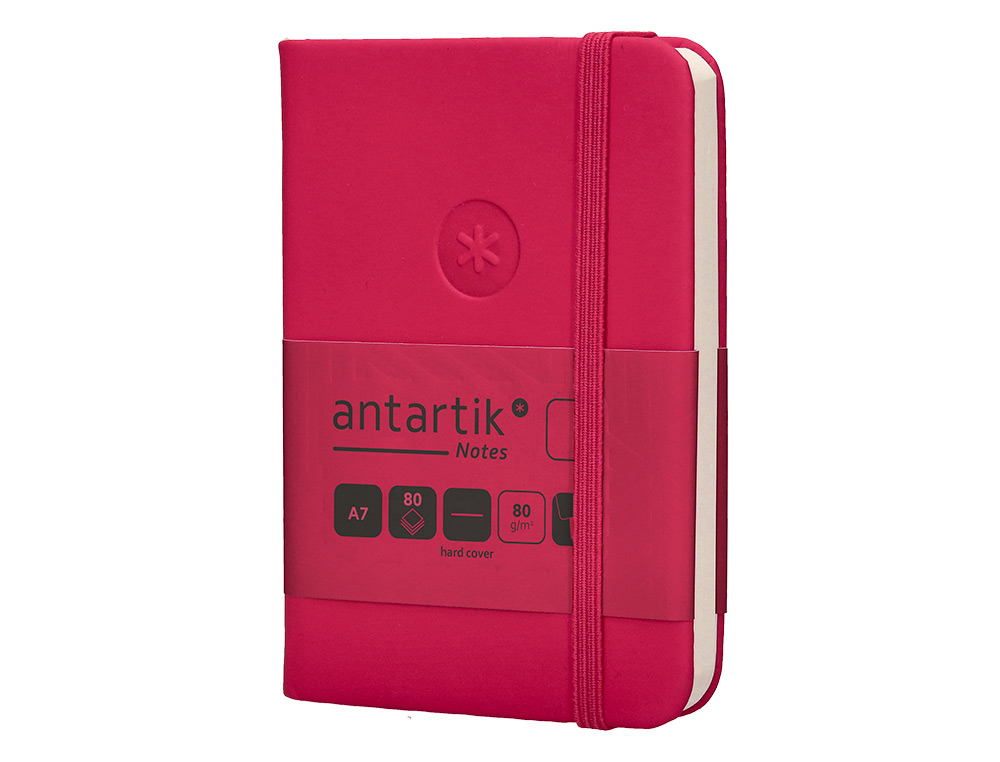 CARNET FERMETURE ELASTIQUE ANTARTIK NOTES COUVERTURE RIGIDE A7 PAPIER UNI IVOIRE 80FEUILLES 80GR FSC FRAMBOISE