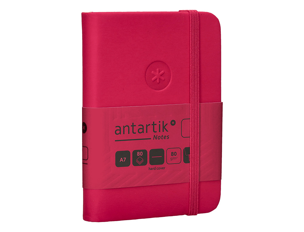 CARNET FERMETURE ELASTIQUE ANTARTIK NOTES COUVERTURE RIGIDE A7 PAPIER UNI IVOIRE 80FEUILLES 80GR FSC FRAMBOISE