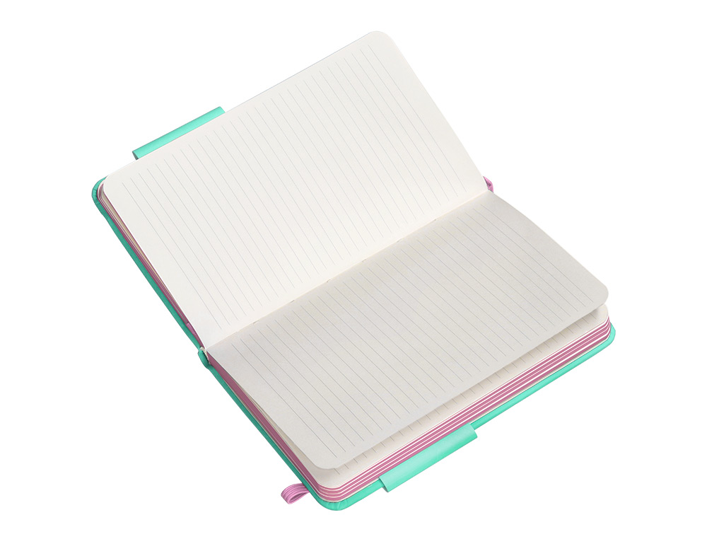 CARNET FERMETURE ELASTIQUE ROSE ANTARTIK NOTES COUVERTURERIGIDE A6 LIGNE 100 FEUILLES  80GR FSC COLORIS TURQUOISE